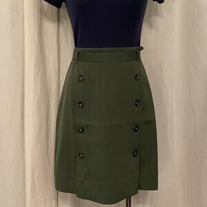 LOFT Mini Skirt Double Breasted Button Front Size 8 Belted Knee Length Academia